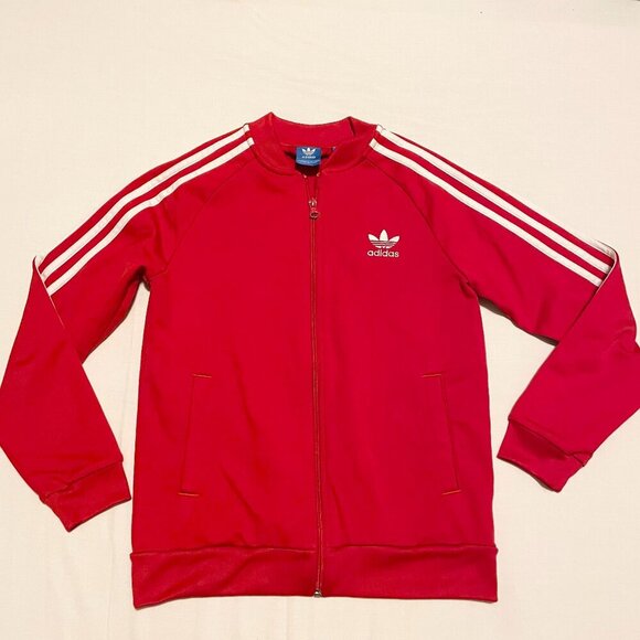 Adidas Red Zip Up Kids Boys Size M 11-12Y Track Jacket - Picture 1 of 16